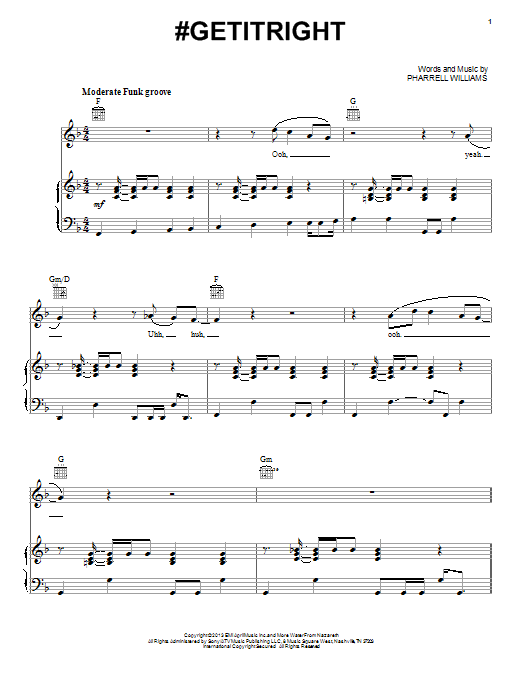Miley Cyrus #Getitright Sheet Music Notes & Chords for Piano, Vocal & Guitar (Right-Hand Melody) - Download or Print PDF