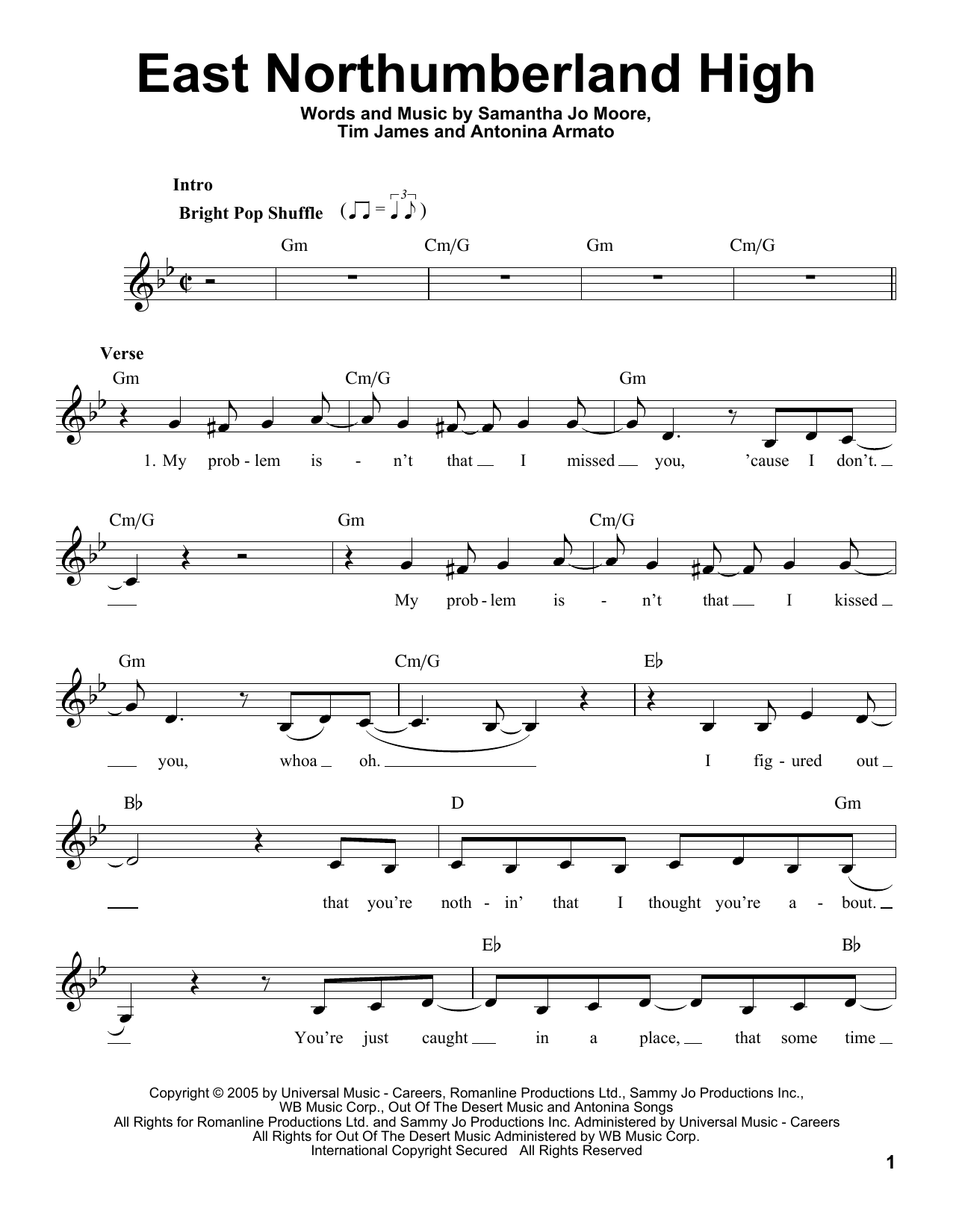 Miley Cyrus East Northumberland High Sheet Music Notes & Chords for Voice - Download or Print PDF
