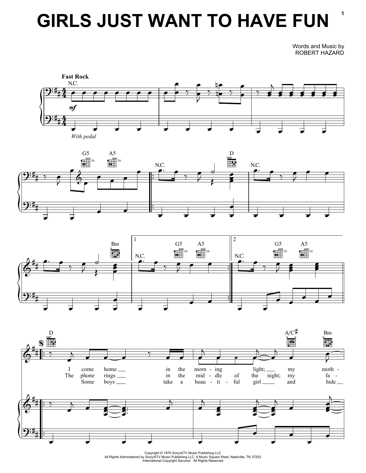 Miley Cyrus Girls Just Want To Have Fun Sheet Music Notes & Chords for Piano, Vocal & Guitar (Right-Hand Melody) - Download or Print PDF