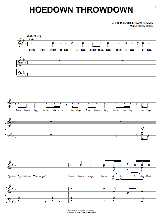 Miley Cyrus Hoedown Throwdown Sheet Music Notes & Chords for Piano, Vocal & Guitar (Right-Hand Melody) - Download or Print PDF
