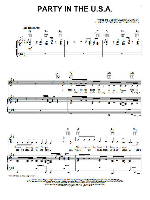 Miley Cyrus Party In The U.S.A. Sheet Music Notes & Chords for Recorder Solo - Download or Print PDF