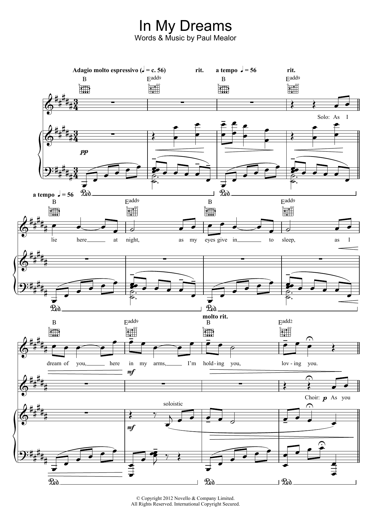 Military Wives In My Dreams Sheet Music Notes & Chords for Piano, Vocal & Guitar - Download or Print PDF