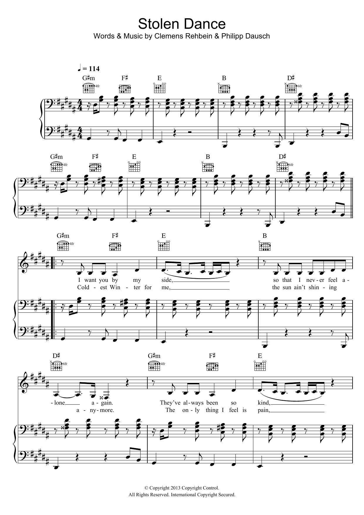 Milky Chance Stolen Dance Sheet Music Notes & Chords for Lyrics & Chords - Download or Print PDF