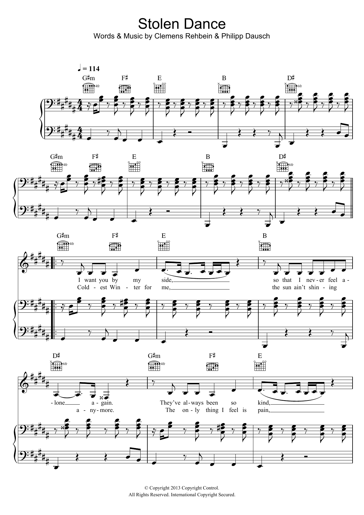 Milky Chance Stolen Dance Sheet Music Notes & Chords for Piano, Vocal & Guitar (Right-Hand Melody) - Download or Print PDF