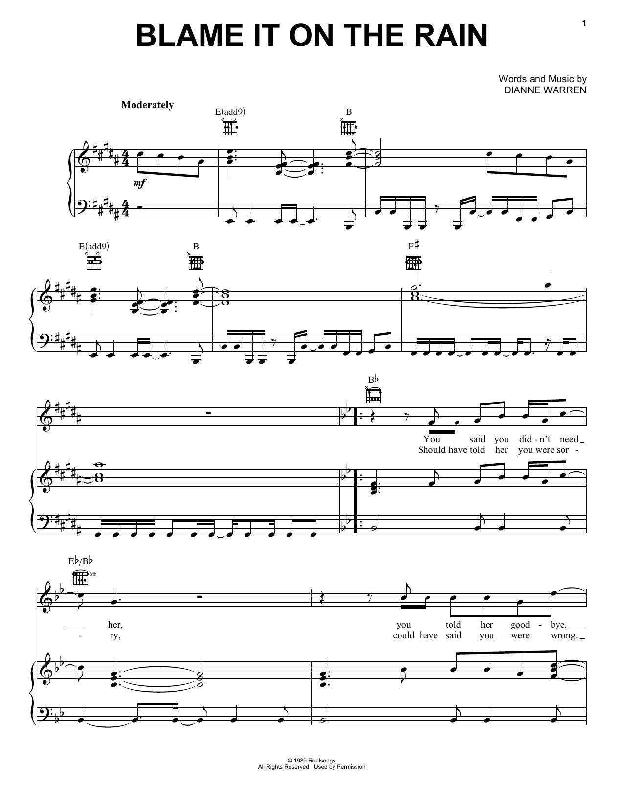 Milli Vanilli Blame It On The Rain Sheet Music Notes & Chords for Piano, Vocal & Guitar Chords (Right-Hand Melody) - Download or Print PDF Milli Vanilli Blame It On The Rain Sheet Music Notes & Chords for Piano, Vocal & Guitar Chords (Right-Hand Melody) - Download or Print PDF