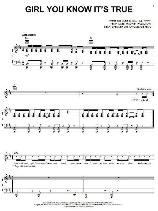 Milli Vanilli Girl You Know It's True Sheet Music Notes & Chords for Melody Line, Lyrics & Chords - Download or Print PDF
