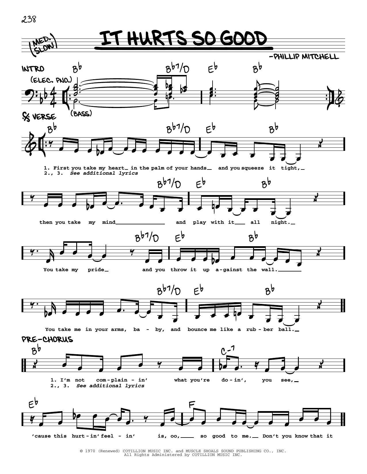 Millie Jackson It Hurts So Good Sheet Music Notes & Chords for Real Book – Melody & Chords - Download or Print PDF