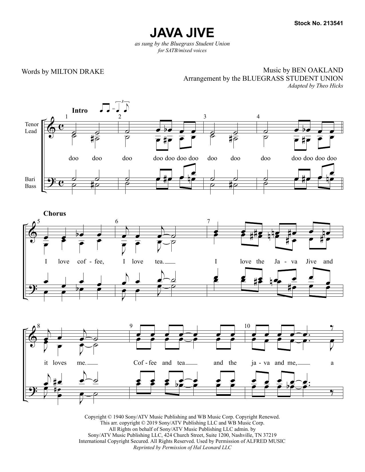 Milton Drake & Ben Oakland Java Jive (arr. Bluegrass Student Union) Sheet Music Notes & Chords for SATB Choir - Download or Print PDF