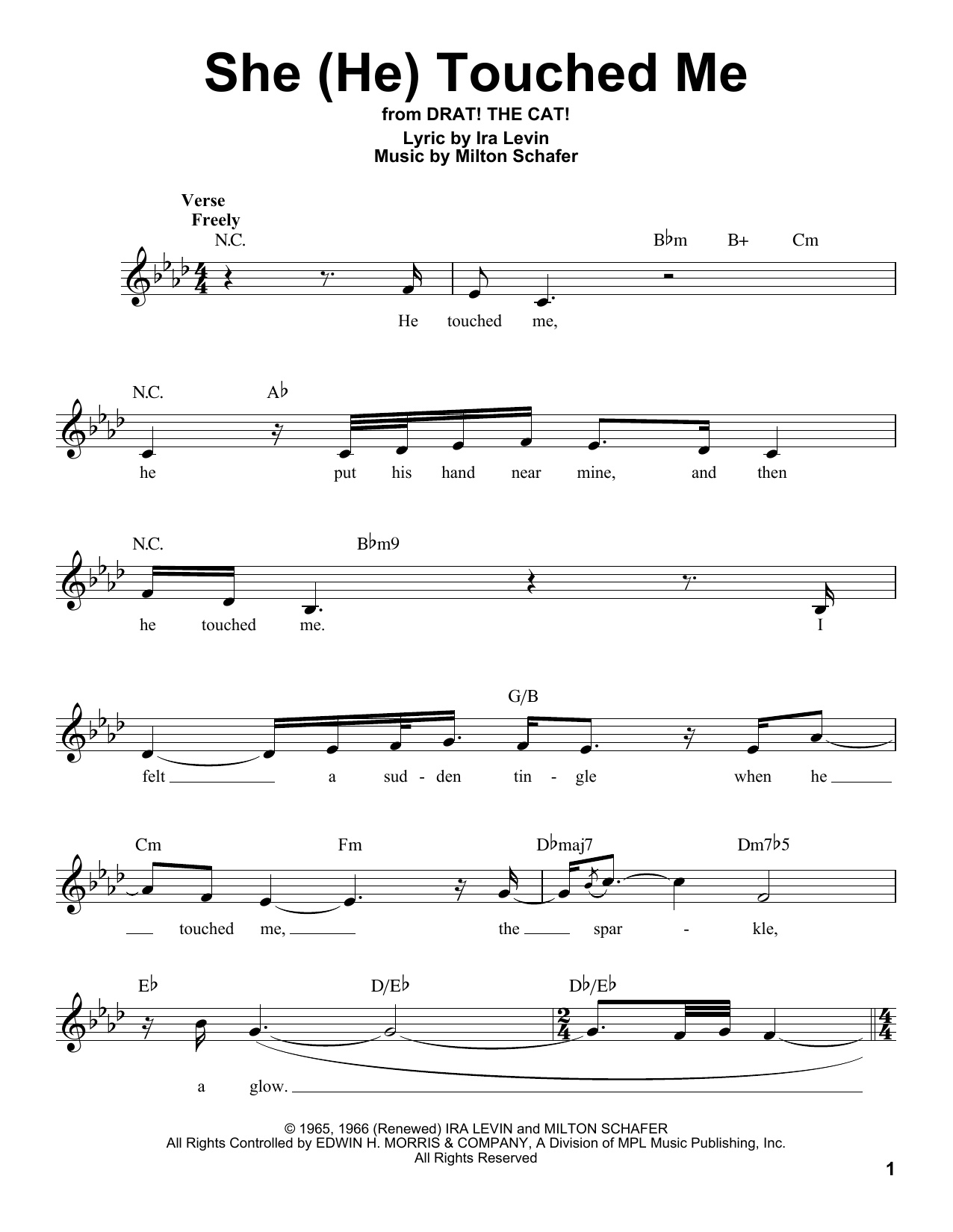 Milton Schafer She (He) Touched Me Sheet Music Notes & Chords for Lead Sheet / Fake Book - Download or Print PDF