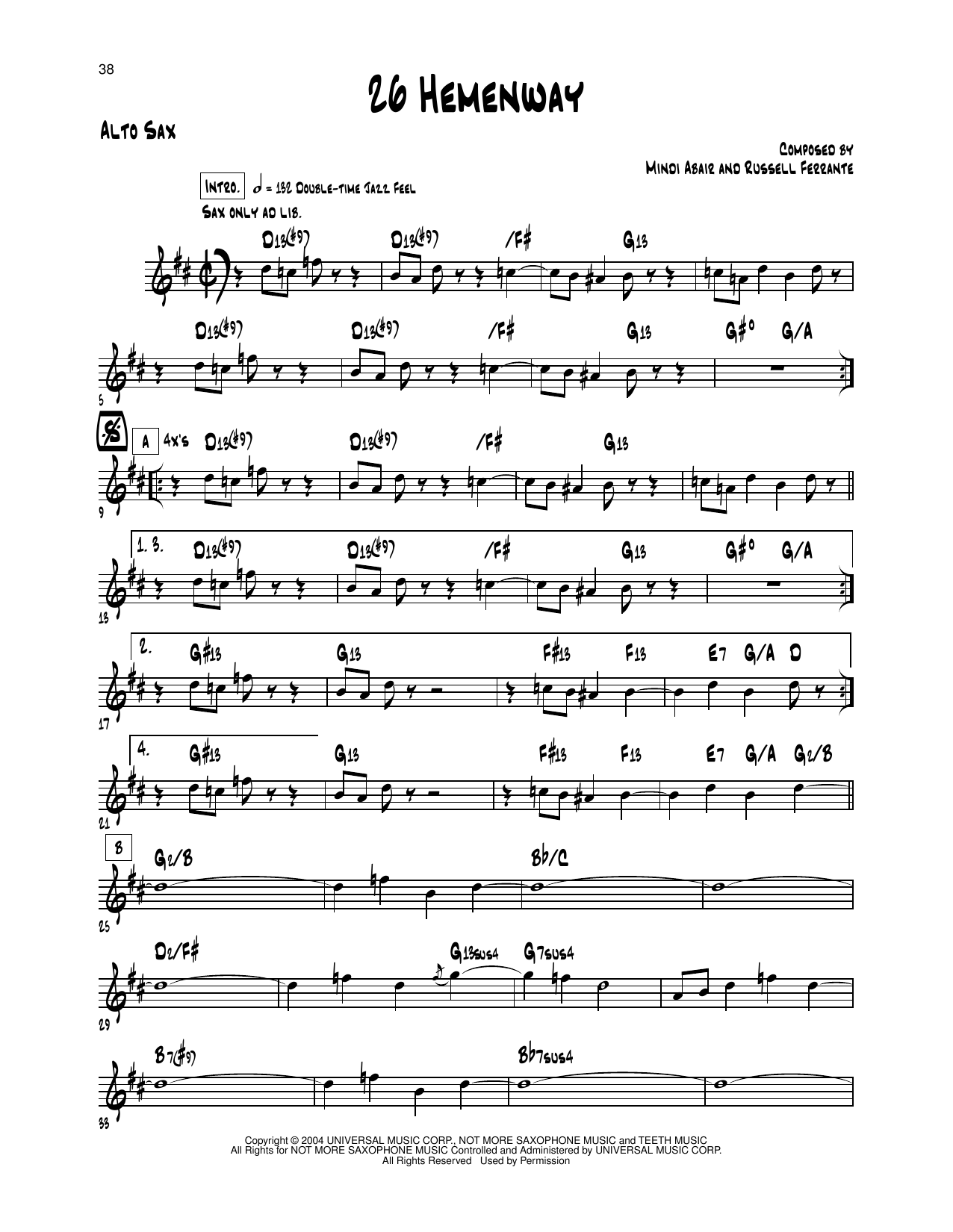 Mindi Abair 26 Hemenway Sheet Music Notes & Chords for Alto Sax Transcription - Download or Print PDF Mindi Abair 26 Hemenway Sheet Music Notes & Chords for Alto Sax Transcription - Download or Print PDF