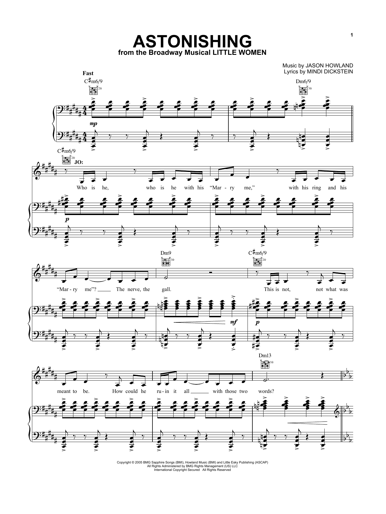 Mindi Dickstein and Jason Howland Astonishing (from Little Women - The Musical) Sheet Music Notes & Chords for Vocal Pro + Piano/Guitar - Download or Print PDF