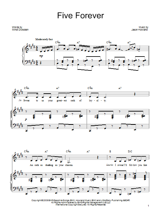 Mindi Dickstein Five Forever Sheet Music Notes & Chords for Piano, Vocal & Guitar (Right-Hand Melody) - Download or Print PDF