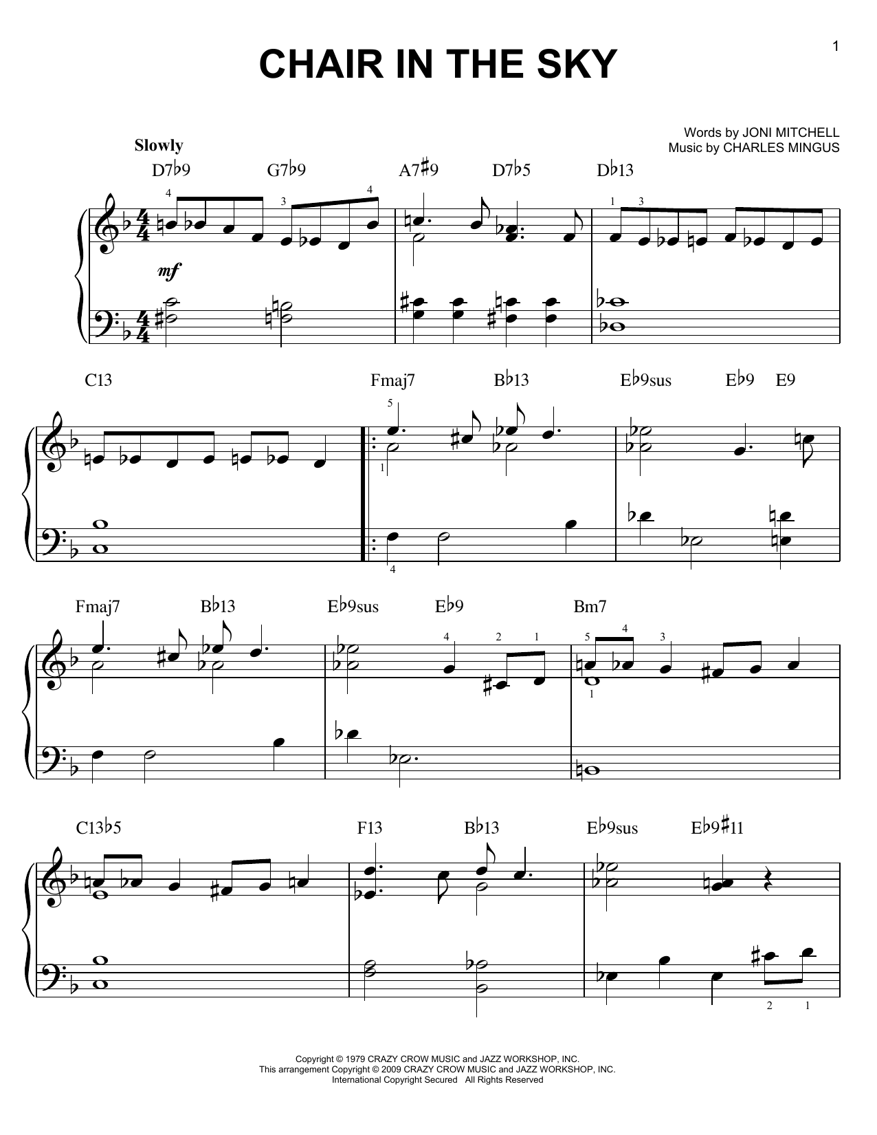 Mingus Dynasty Chair In The Sky Sheet Music Notes & Chords for Easy Piano - Download or Print PDF