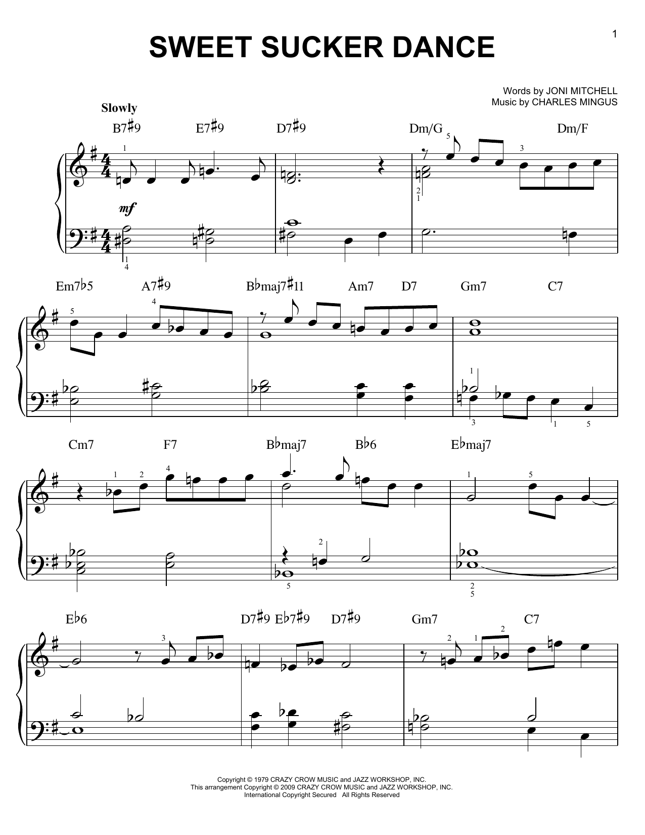 Mingus Dynasty Sweet Sucker Dance Sheet Music Notes & Chords for Easy Piano - Download or Print PDF