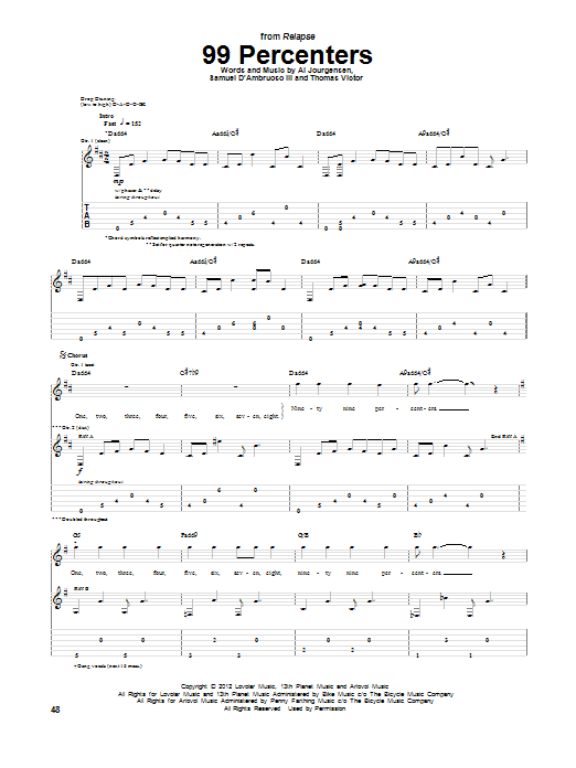 Ministry 99 Percenters Sheet Music Notes & Chords for Guitar Tab - Download or Print PDF