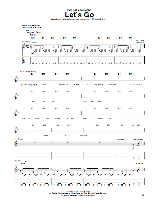 Ministry Let's Go Sheet Music Notes & Chords for Guitar Tab - Download or Print PDF