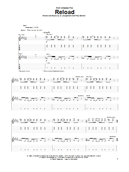 Ministry Reload Sheet Music Notes & Chords for Guitar Tab - Download or Print PDF Ministry Reload Sheet Music Notes & Chords for Guitar Tab - Download or Print PDF