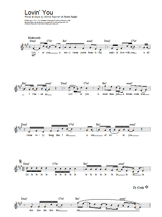 Minnie Riperton Lovin' You Sheet Music Notes & Chords for Saxophone - Download or Print PDF