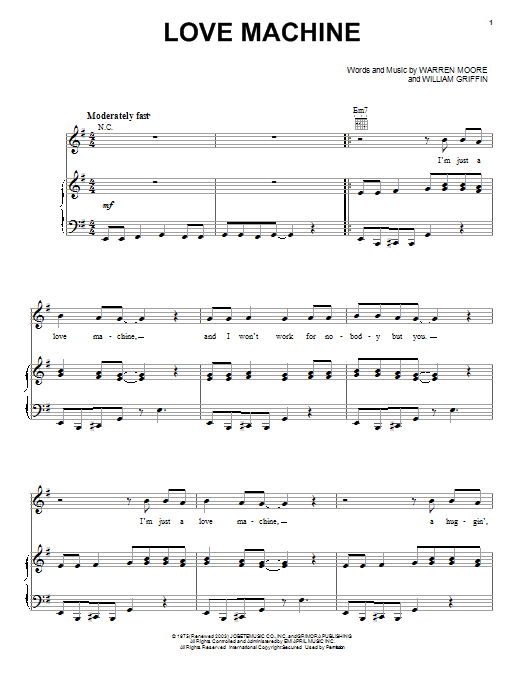 Miracles Love Machine Sheet Music Notes & Chords for Piano, Vocal & Guitar (Right-Hand Melody) - Download or Print PDF