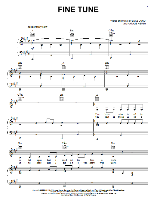 Miranda Lambert Fine Tune Sheet Music Notes & Chords for Piano, Vocal & Guitar (Right-Hand Melody) - Download or Print PDF