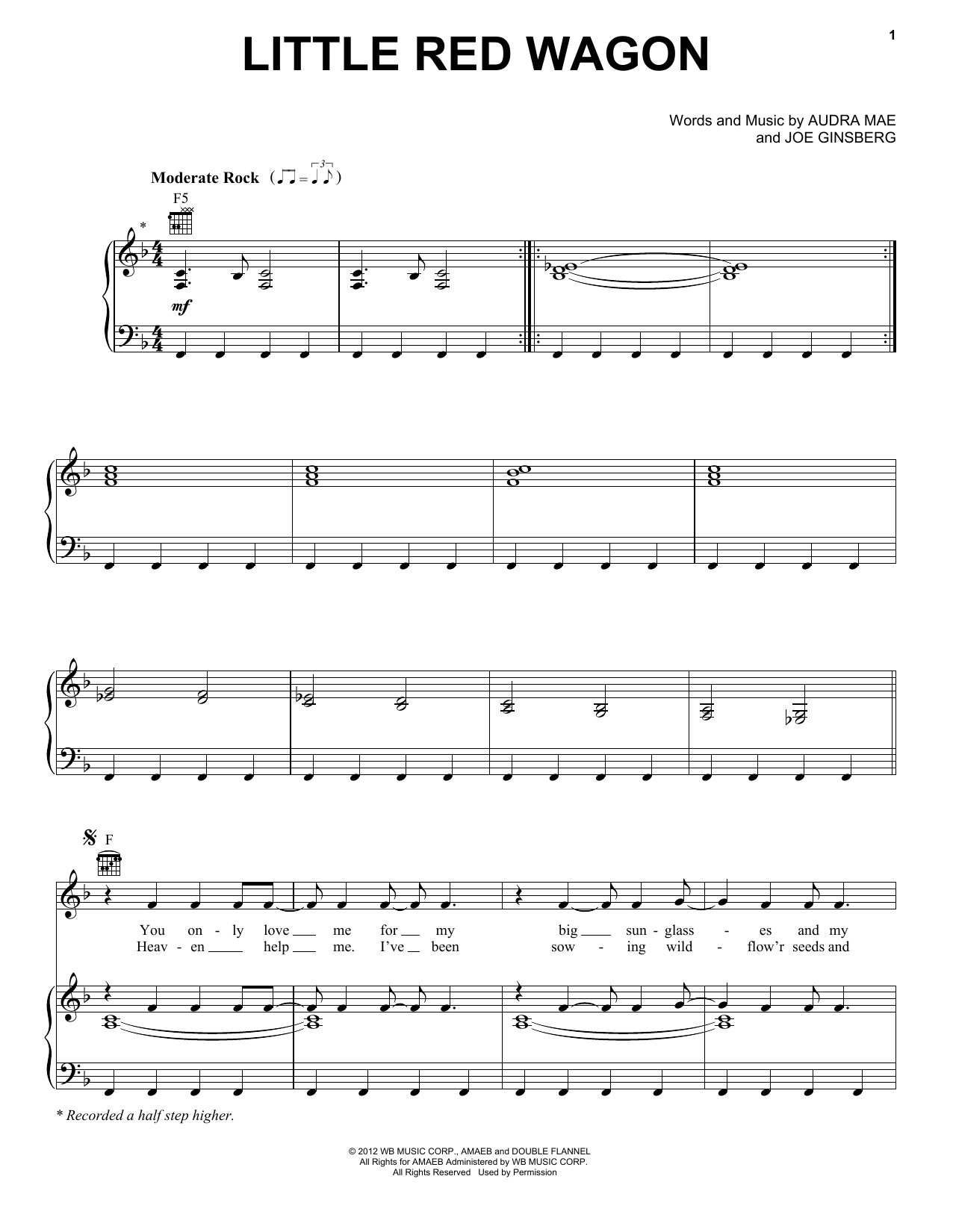 Miranda Lambert Little Red Wagon Sheet Music Notes & Chords for Piano, Vocal & Guitar (Right-Hand Melody) - Download or Print PDF