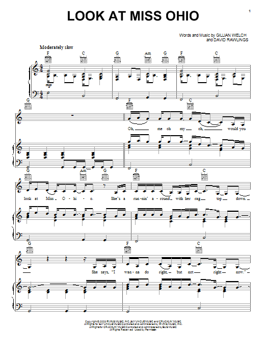 Miranda Lambert Look At Miss Ohio Sheet Music Notes & Chords for Piano, Vocal & Guitar (Right-Hand Melody) - Download or Print PDF