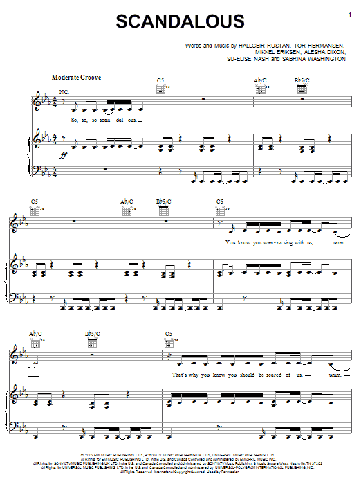 Mis-Teeq Scandalous Sheet Music Notes & Chords for Keyboard - Download or Print PDF