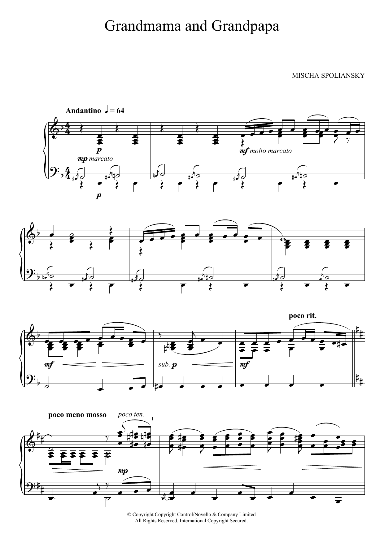 Mischa Spoliansky Grandmama And Grandpapa Sheet Music Notes & Chords for Piano - Download or Print PDF