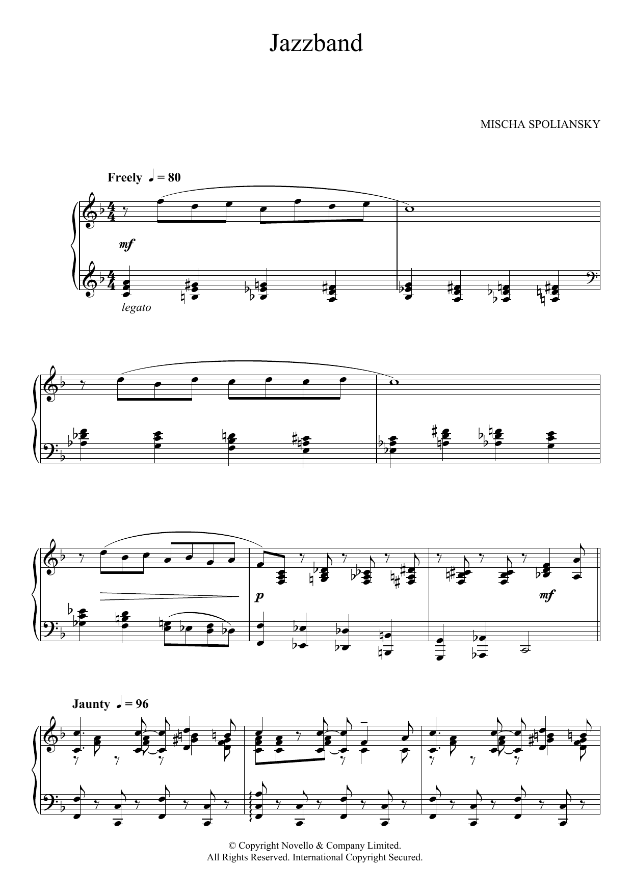 Mischa Spoliansky Jazzband Sheet Music Notes & Chords for Piano - Download or Print PDF