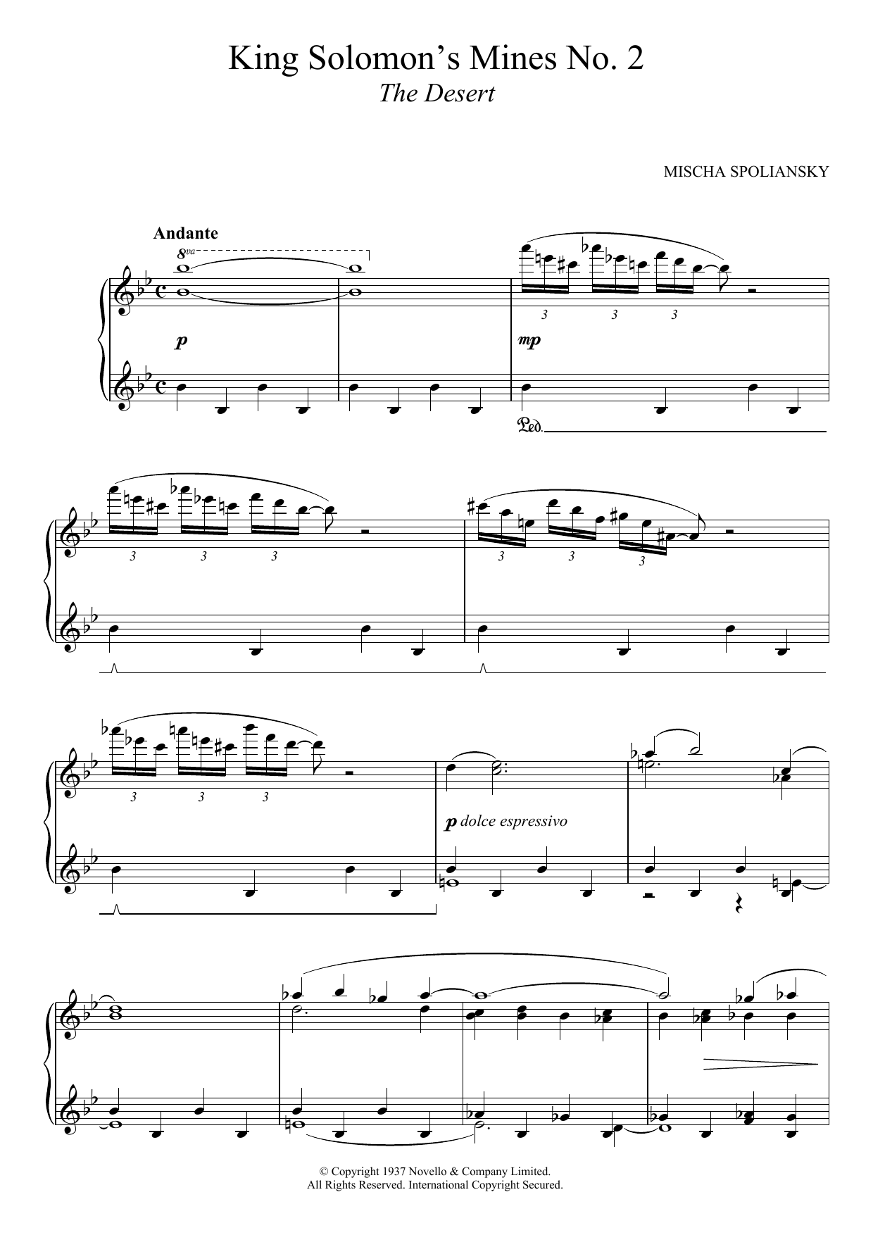 Mischa Spoliansky King Solomon's Mines 2: The Desert Sheet Music Notes & Chords for Piano - Download or Print PDF