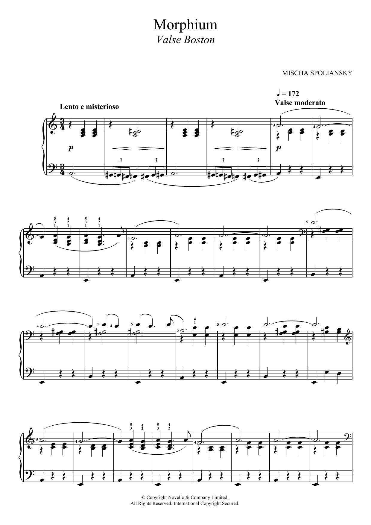 Mischa Spoliansky Morphium Sheet Music Notes & Chords for Piano - Download or Print PDF