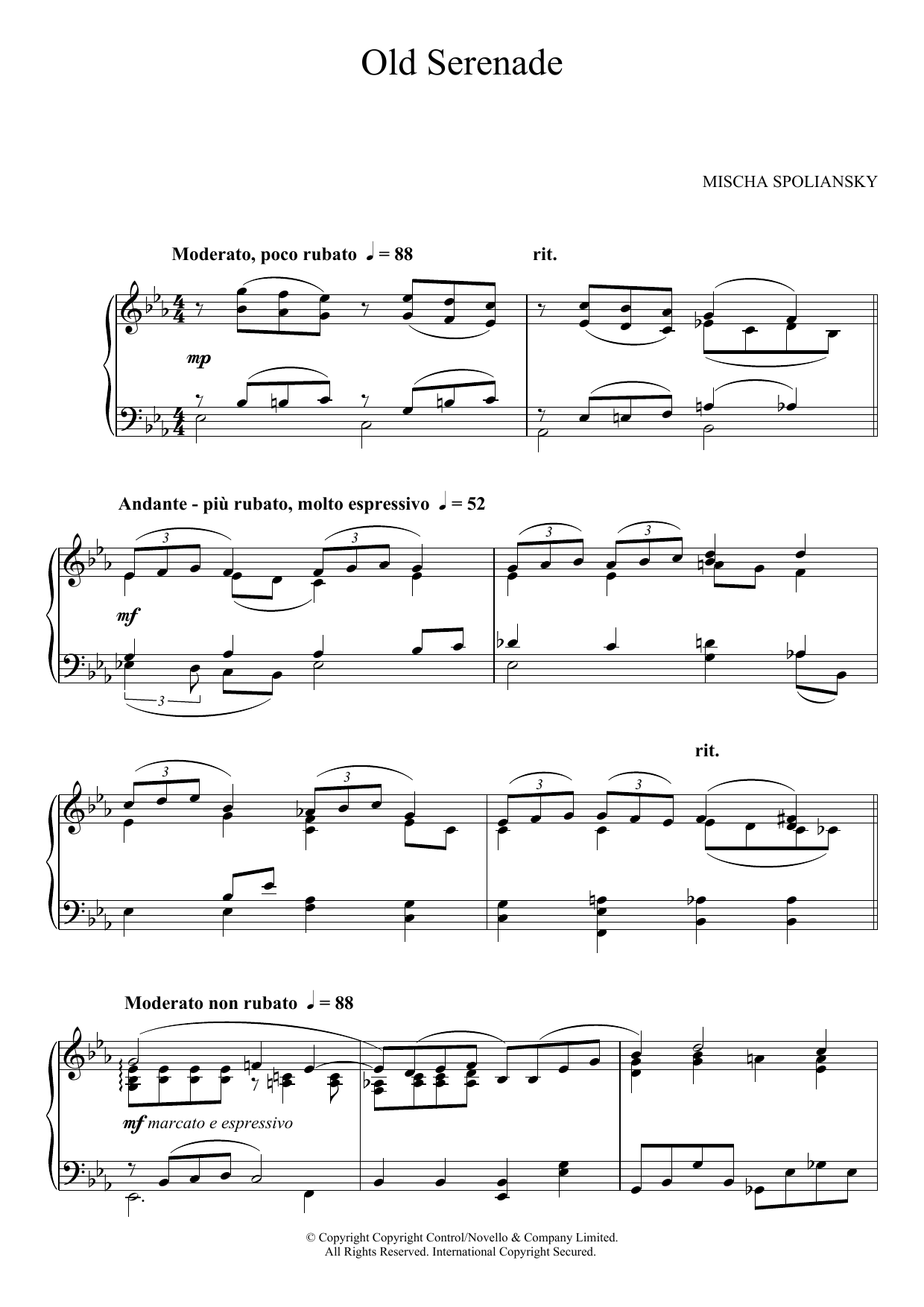 Mischa Spoliansky Old Serenade Sheet Music Notes & Chords for Piano - Download or Print PDF