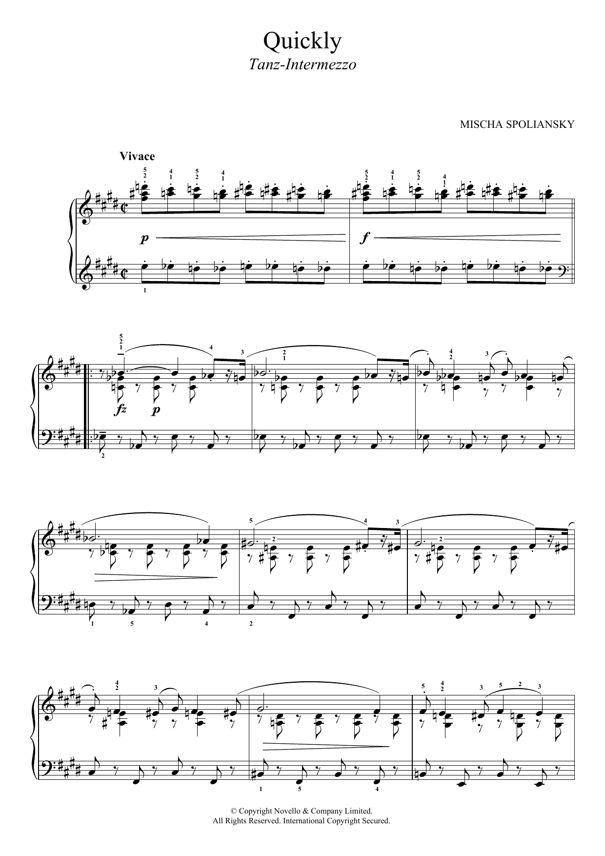 Mischa Spoliansky Quickly (Tanz-Intermezzo) Sheet Music Notes & Chords for Piano - Download or Print PDF