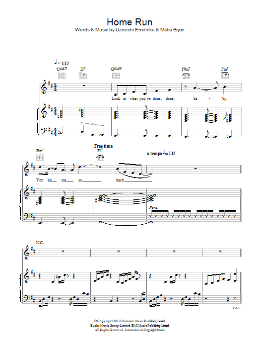 Misha B Home Run Sheet Music Notes & Chords for Piano, Vocal & Guitar (Right-Hand Melody) - Download or Print PDF