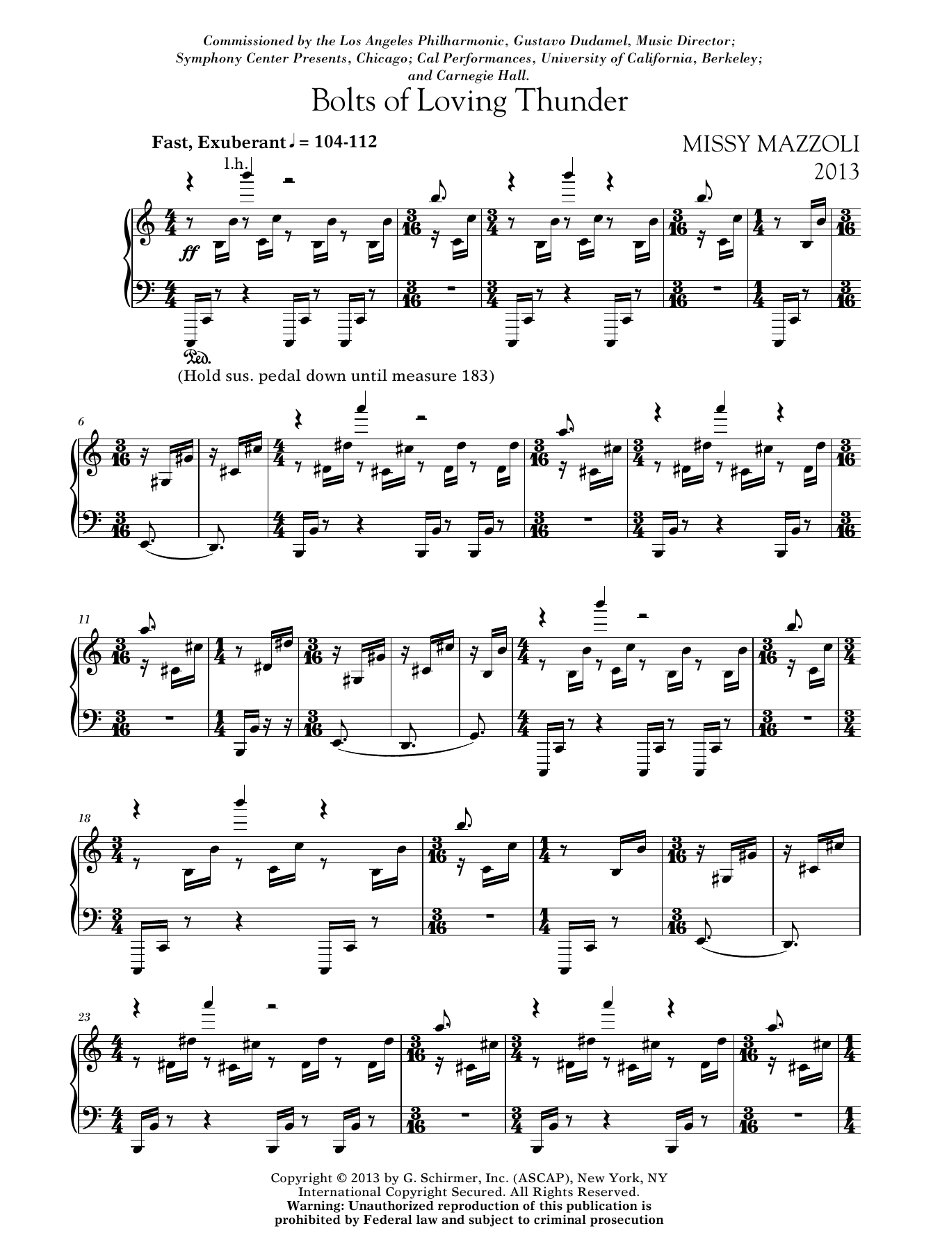 Missy Mazzoli Bolts Of Loving Thunder Sheet Music Notes & Chords for Piano - Download or Print PDF