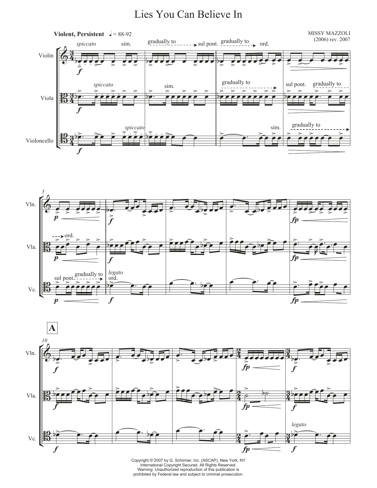 Missy Mazzoli Lies You Can Believe In Sheet Music Notes & Chords for Chamber Group - Download or Print PDF