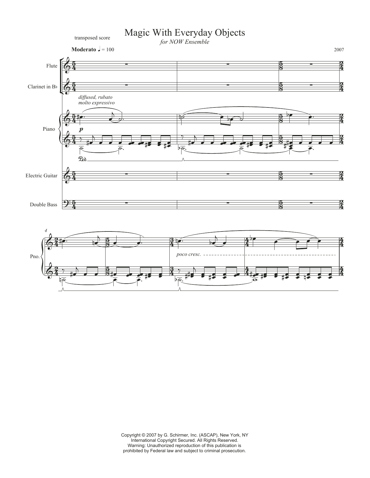 Missy Mazzoli Magic With Everyday Objects Sheet Music Notes & Chords for Chamber Group - Download or Print PDF