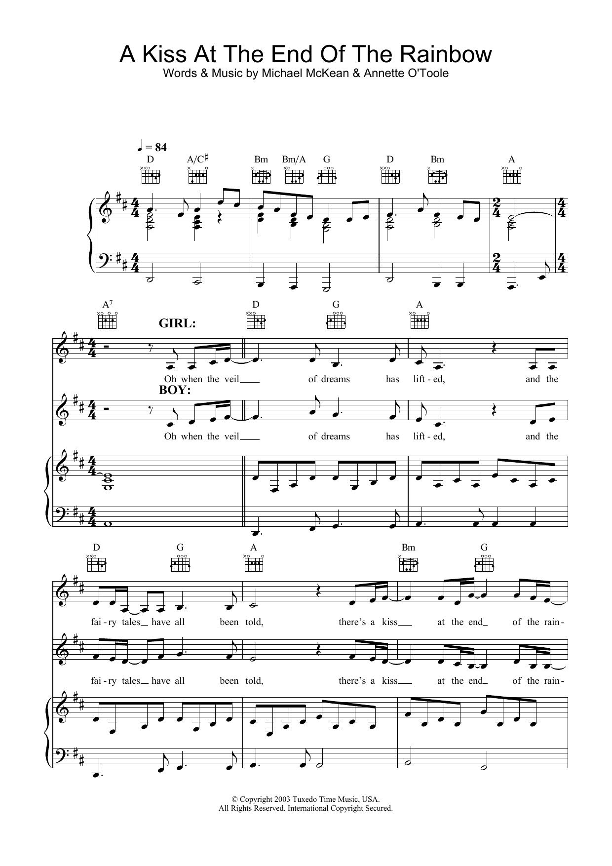 Mitch & Mickey A Kiss At The End Of The Rainbow Sheet Music Notes & Chords for Piano, Vocal & Guitar - Download or Print PDF