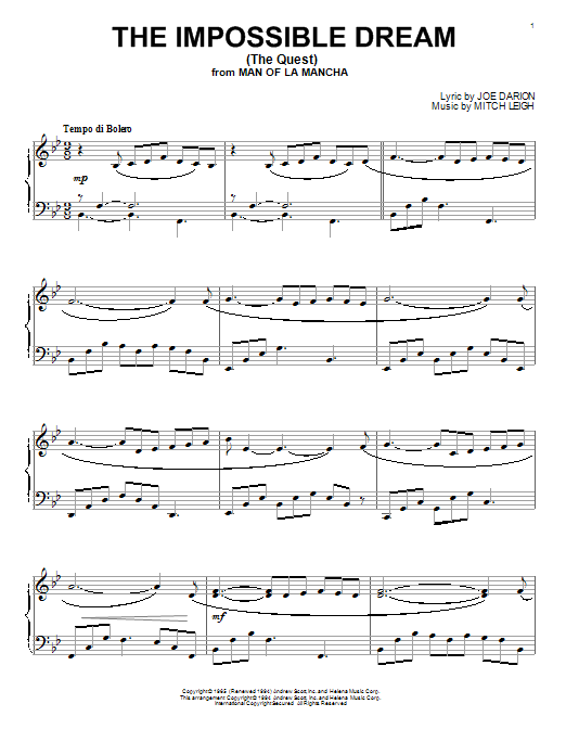 Mitch Leigh The Impossible Dream (The Quest) Sheet Music Notes & Chords for Alto Sax Duet - Download or Print PDF
