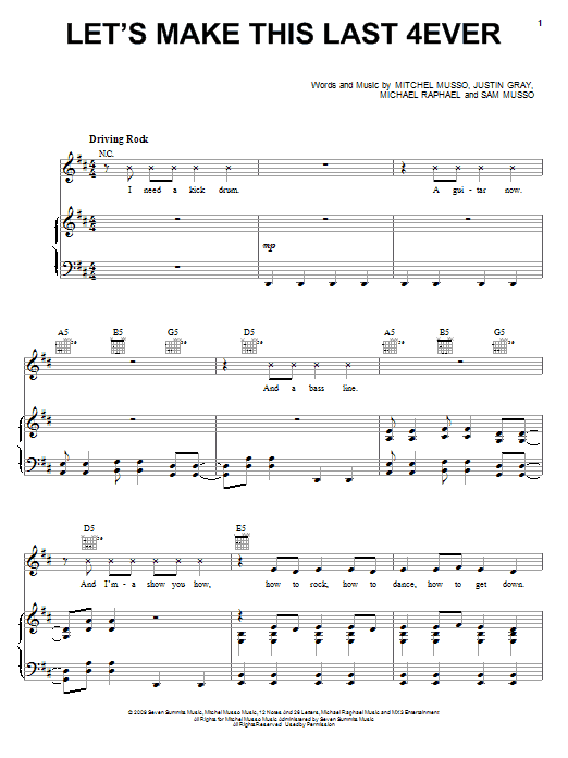Mitchel Musso Let's Make This Last 4ever Sheet Music Notes & Chords for Easy Piano - Download or Print PDF