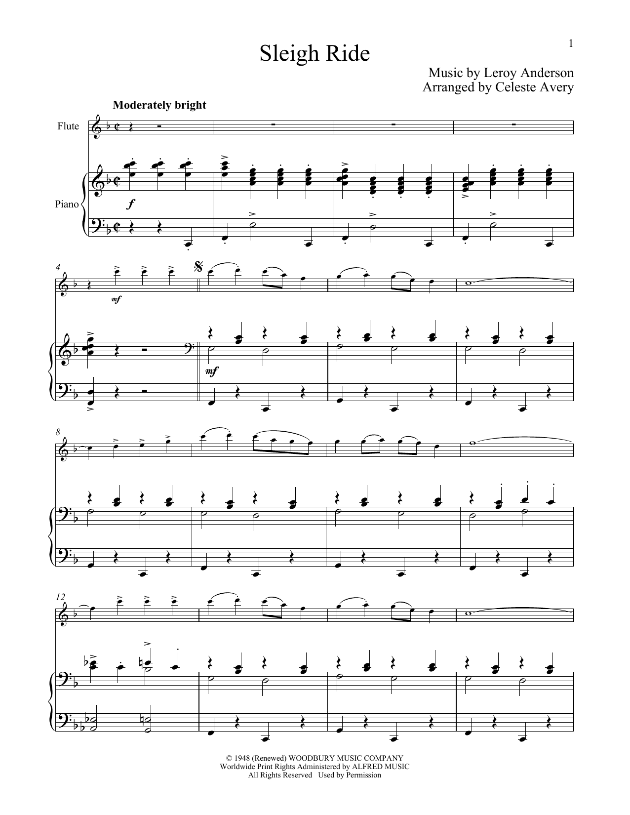 Mitchell Parish Sleigh Ride Sheet Music Notes & Chords for FLTPNO - Download or Print PDF