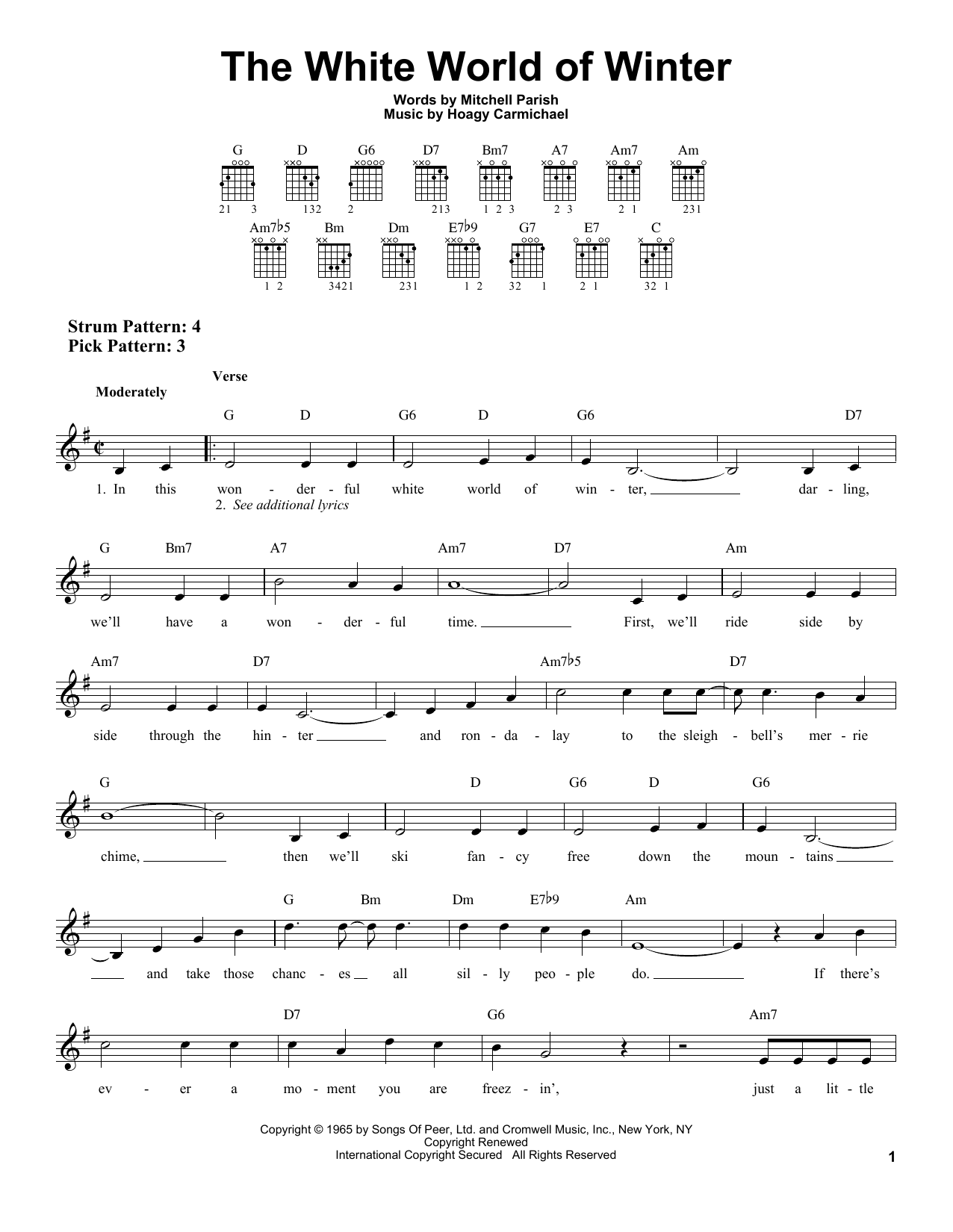 Mitchell Parish The White World Of Winter Sheet Music Notes & Chords for Easy Guitar - Download or Print PDF