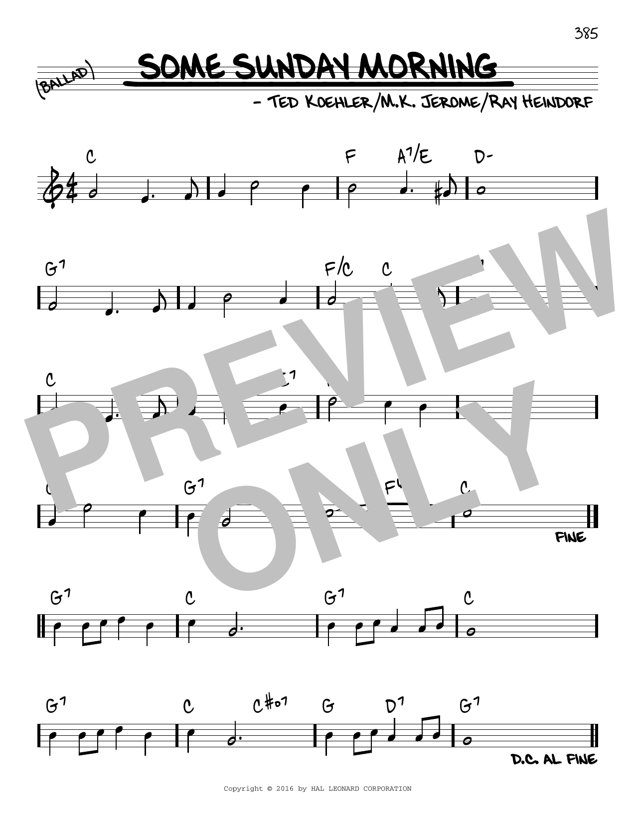 M.K. Jerome Some Sunday Morning Sheet Music Notes & Chords for Real Book – Melody & Chords - Download or Print PDF