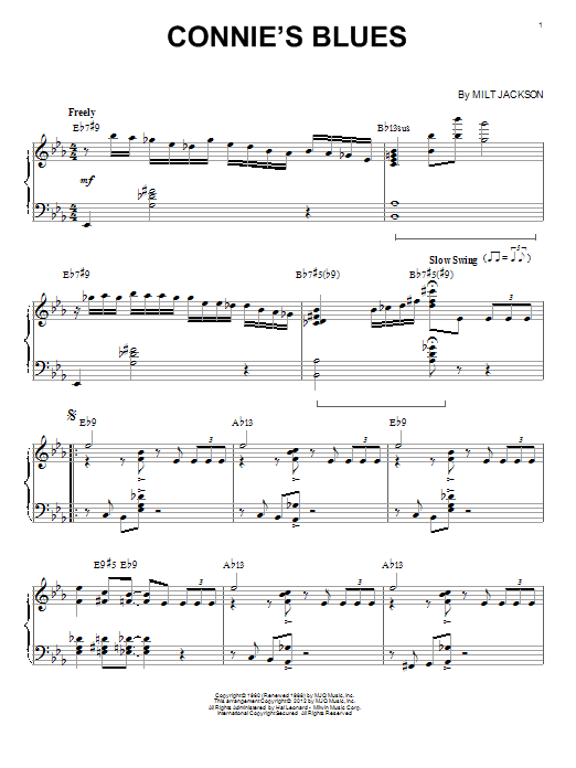 Modern Jazz Quartet Connie's Blues (arr. Brent Edstrom) Sheet Music Notes & Chords for Piano Solo - Download or Print PDF
