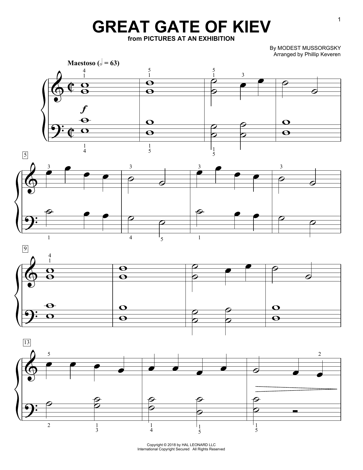 Phillip Keveren Great Gate Of Kiev Sheet Music Notes & Chords for Piano (Big Notes) - Download or Print PDF