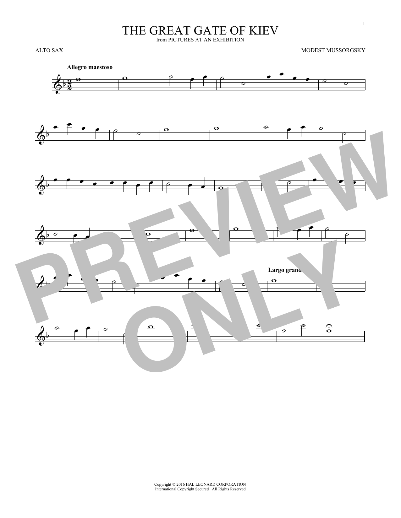 Modest Mussorgsky Great Gate Of Kiev Sheet Music Notes & Chords for French Horn - Download or Print PDF