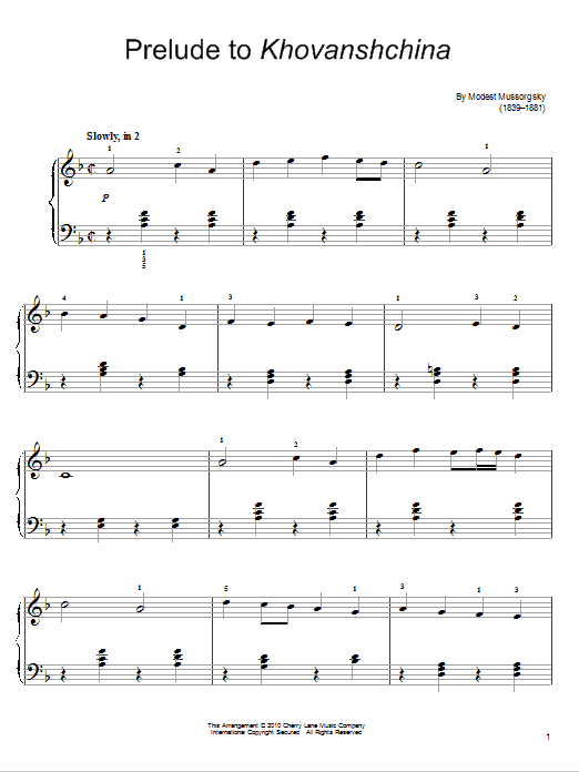 Modest Mussorgsky Prelude To Khovanshchina Sheet Music Notes & Chords for Easy Piano - Download or Print PDF