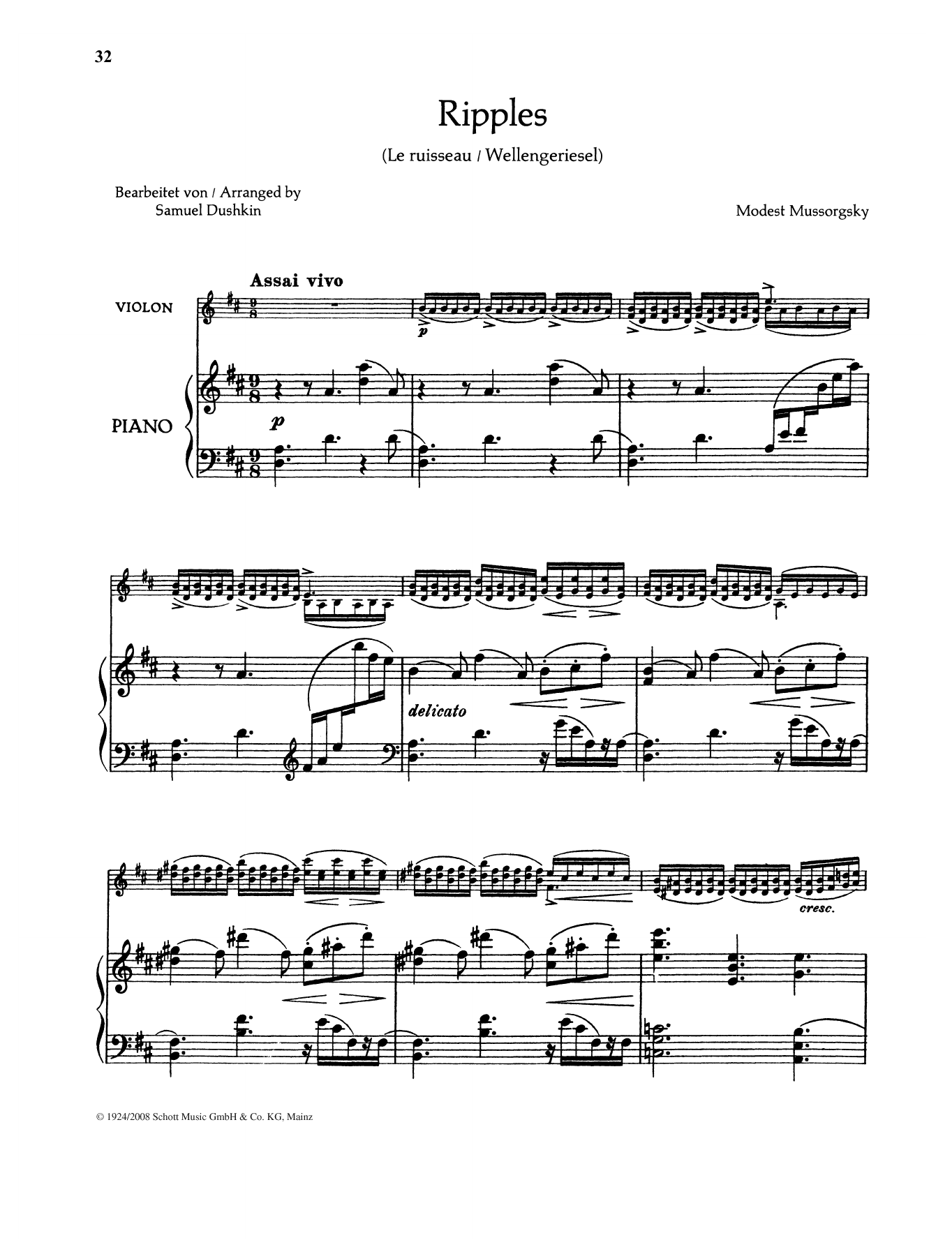 Modest Mussorgsky Ripples Sheet Music Notes & Chords for String Solo - Download or Print PDF