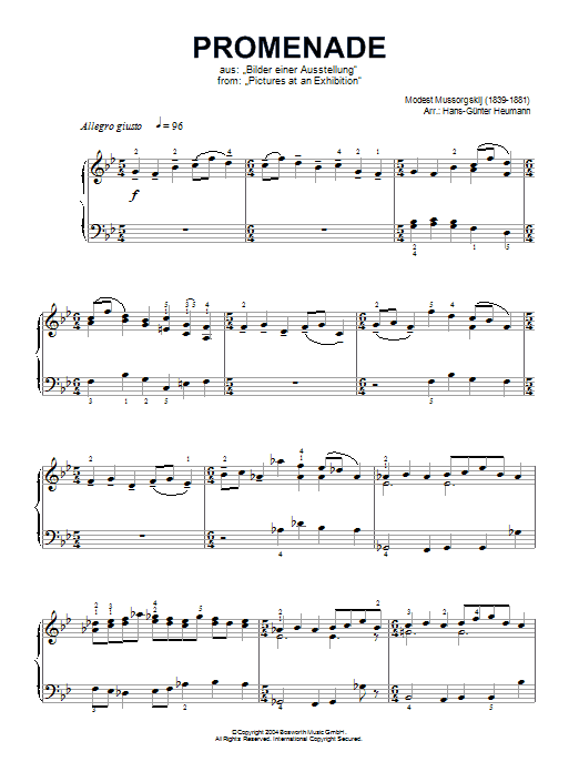 Modest Mussorgsky Promenade (from Pictures At An Exhibition) Sheet Music Notes & Chords for Piano - Download or Print PDF