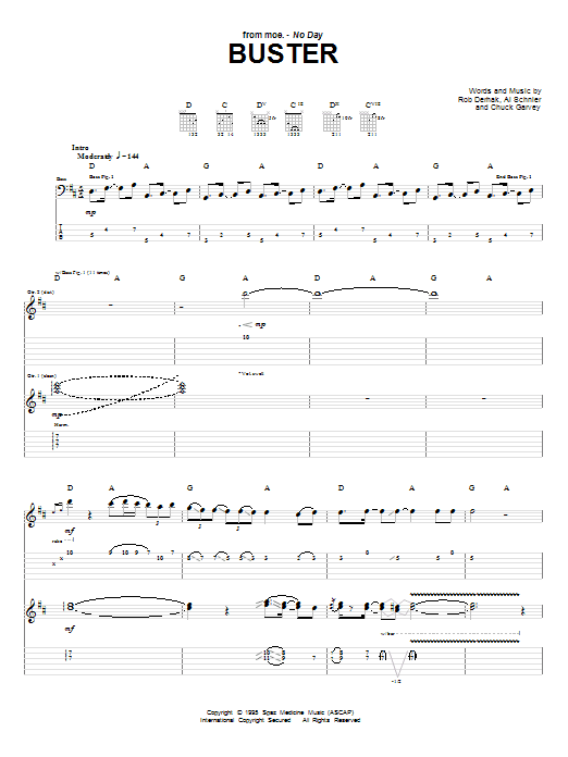 moe. Buster Sheet Music Notes & Chords for Guitar Tab - Download or Print PDF